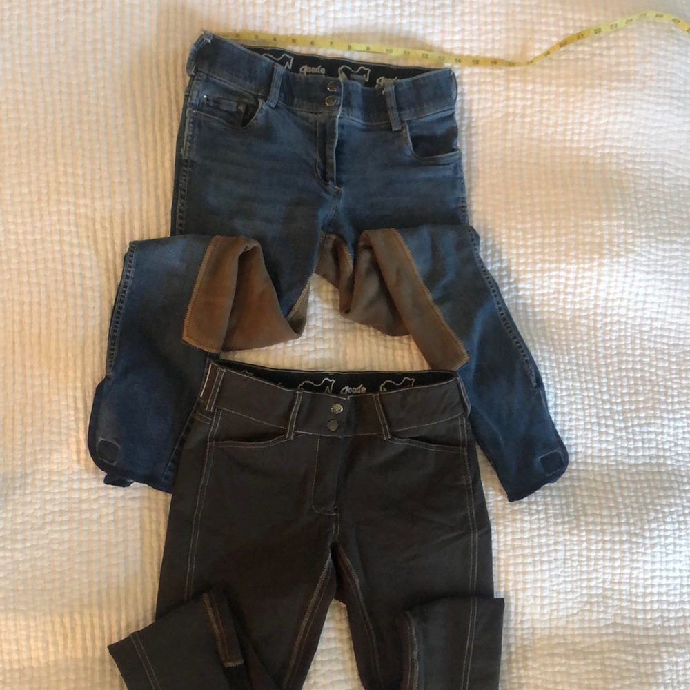 This listing is for the Denim pair ONLY.  Goode Rider Stretch Full Seat Breeches